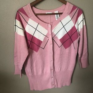 LIZ & CO ~Pink, Pink & more Pink Argyle Cardigan~